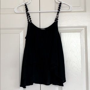 Tobi black cropped high/low tank top size small